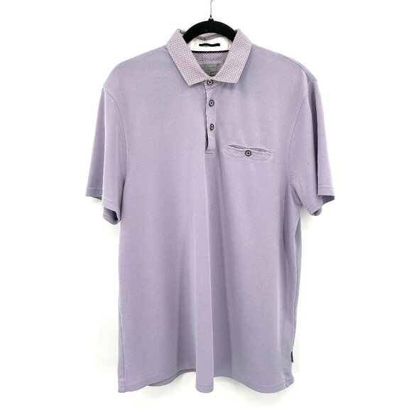TED BAKER *Flawed* Men's Purple Short Sleeve Performance Polo Shirt Size Large - Picture 1 of 8